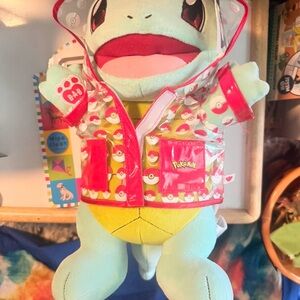 Build a Bear Pokemon Squirtle 14" Plushie w/ Raincoat RARE 2017 Games Toys NWT